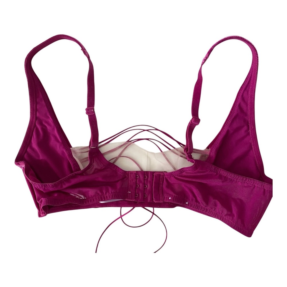 Savage X Fenty Velvet Vixen Lace-Up Bralette Size XL Burgundy - Picture 6 of 9